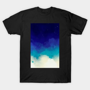 Blue watercolor starry sky background T-Shirt